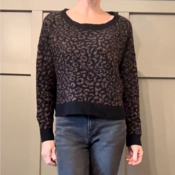 Free People Leopard Print Sweater Alpaca Wool Blend Oversized Size Small - Picture 1 of 13